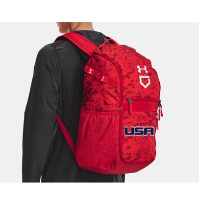 USA-LABC UA Utility Baseball Print Backpack - RED